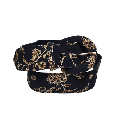 Cinturón De Tela De Colección Para Mujer Talla 16 Azul Marino Beige Floral Hoja Otoño Otoño Talla Grande Foto 1 de 4