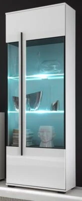 Vitrine Vitrinenschrank Wohnzimmerschrank weiß Hochglanz 60 x 200 cm Design-D - Bild 1 von 4