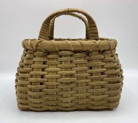 Vintage Wicker Basket With Dual Handles Hand Woven Small Farmhouse Decor Cover