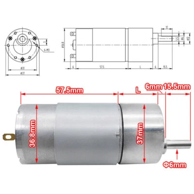 1X  High Torque Speed Reduction Gear Motor with Metal  JGB37-555 DC12V 24V - Image 1 of 4