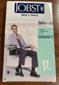 NEW Jobst Men’s Dress Support Compression Knee High Socks 8-15 mmHg Black Medium - Picture 1 of 5