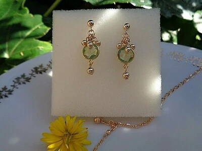 Gold Ohrringe, Gold Filled, mit grünem Amethyst und Kugeln, Zauberhaft! - Bild 1 von 4