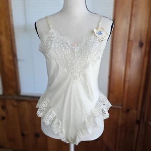 Nounours vintage Applause lingerie une pièce crème dentelle satin soyeux 34 petit neuf avec étiquette - Photo 1/9