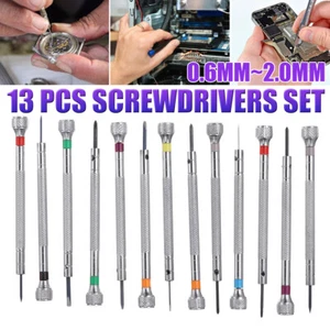 13Pcs 0.6mm-2.0mm Watchmakers Screwdrivers Set Watch Glasses Phone Repair Tool - Bild 1 von 8
