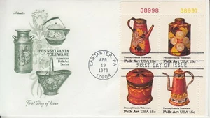 1979 #1778a PENNSYLVANIA TOLEWARE PLATE BLOCK FDC ARTMASTER CACHET UA GEM! - Picture 1 of 1
