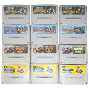 NINTENDO SUPER FAMICOM SNES LOT OF 12 SET Mario Kart Super Donkey kong 1 2 3 - Picture 1 of 7