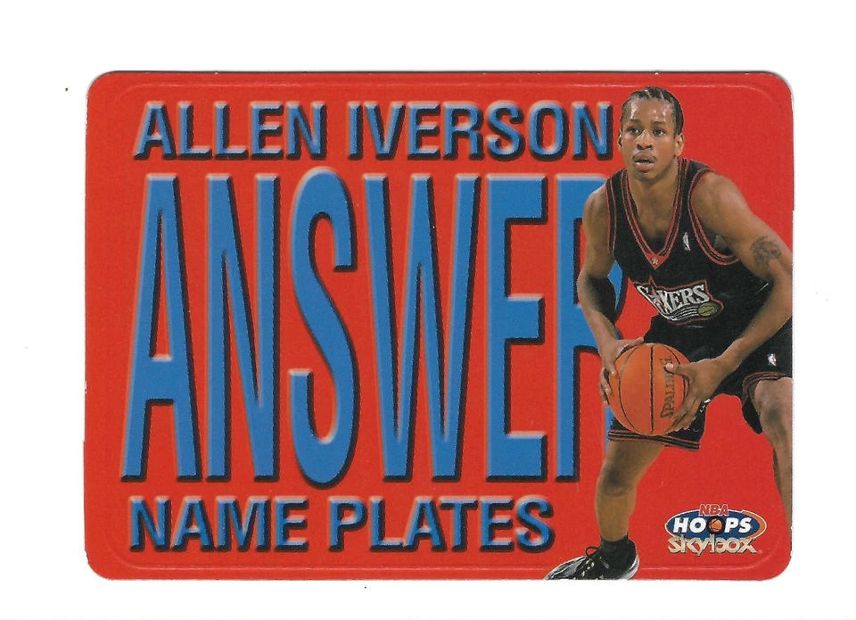 ALLEN IVERSON 1999-00 SKYBOX NBA HOOPS NAMEPLATES " ANSWER " #2 $20 76'ERS - Image 1 of 1