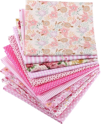 Boao 10 Pieces 20 X 20 Inch Cotton Fabric Quilting Floral Patchwork Pink Fabric  - Image 1 of 4