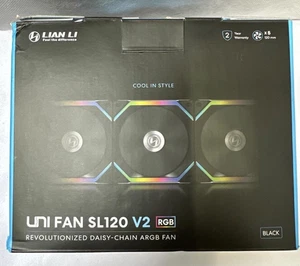 Lian Li UNI FAN SL V2 120mm Wentylatory obudowy - Czarne 3-pak - NOWE Open Box RGB - Zdjęcie 1 z 3