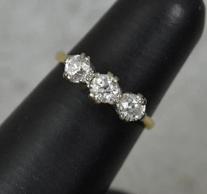 Antiker Trilogiering 0,65ct Altschliff Diamant 18kt Gold - Bild 1 von 11