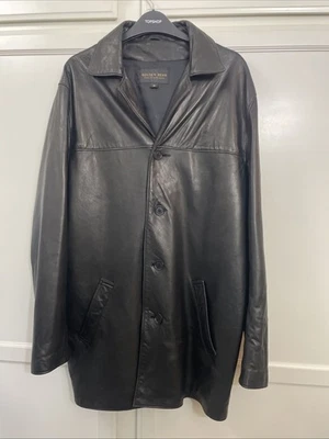 Golden Bear San Francisco Button Leather Blazer Jacket Sz M Black - Image 1 of 4