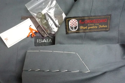 Isaia Napoli 100% Cotton Solid Gray 2 Pc Suit Jacket Pants 40R NEW  - Image 1 of 4