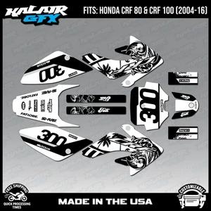 Graphics Kit for HONDA CRF80 CRF100 (2004-2016) SurfsUp Series - White - Picture 1 of 4