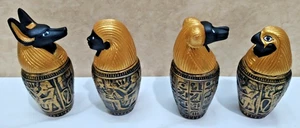 Juego de 4 frascos grandes canópicos antiguos egipcios de almacenamiento de... - Picture 1 of 14