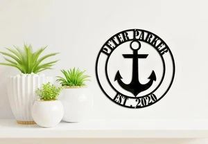 Letrero personalizado de piscina o patio - arte de pared de ancla para decoración náutica al aire libre amor - Imagen 1 de 10