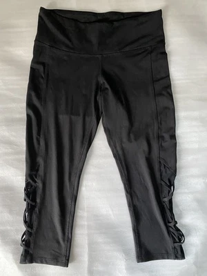 Leggings Champion Capri Negros Talla S Lados Con Cordones Atléticos Foto 1 de 4