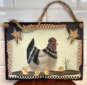 Hen And Chicks Farm Animal Slate Plaque Decorative Wall Art Sign Farmhouse Decor - Picture 1 of 8