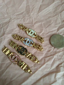 Lot Of 4 STAMPED Gold Tone Zipper Designer Button Chanel Charm - Picture 1 of 5