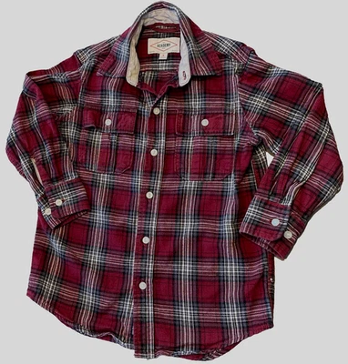 2012 GAP BOYS The Academy Herringbone Flannel Plaid Button-Up Shirt S 6 7 Yrs - Image 1 of 4