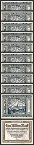 Germany, City Of Freiburg 1000000 Mark 1923, XF, 10 Pcs LOT - Picture 1 of 5