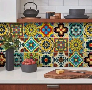 30 Stück Deko Fliesenaufkleber Spanisch Marokkanisch Mexikanisch Decal Sticker Wohndeko - Bild 1 von 5