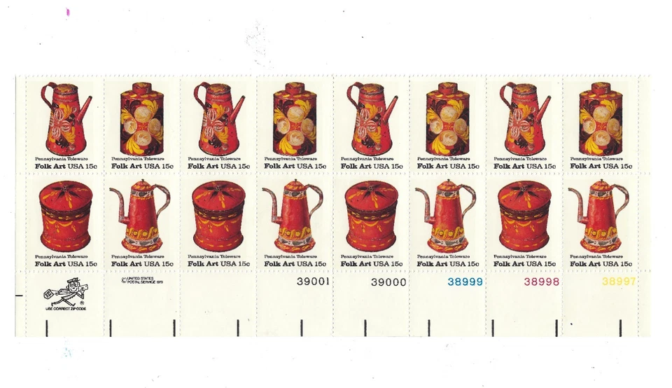 US  Scott# 1775-78 Plate Block of 20 @ 15c "Folk Art"   MNH OG - PRICED TO SELL! - Image 1 of 1