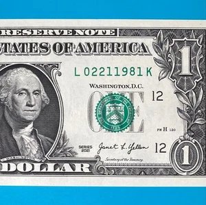 February 21, 1981 (L 02211981 K) BIRTHDAY ANNIVERSARY $1 One Dollar Bill *UNC* - Picture 1 of 4
