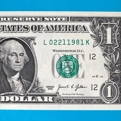 February 21, 1981 (L 02211981 K) BIRTHDAY ANNIVERSARY $1 One Dollar Bill *UNC* - Image 1 of 4