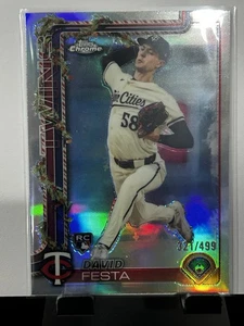 2025 Topps Chrome Holiday David Fiesta /499 Minnesota Twins - Picture 1 of 2