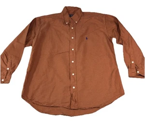 Camisa Polo Ralph Lauren BLAKE Para Hombre Talla XL Manga Larga Naranja/Negro Abotonada - Imagen 1 de 6