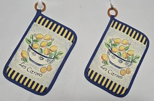 NUOVO Kay Dee Designs "Les Citrons" coppia porta pentole limoni blu e giallo - Foto 1 di 5