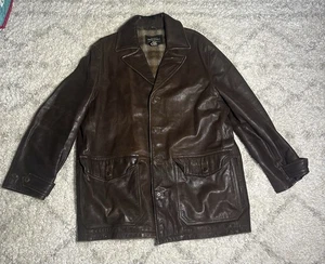 Vintage Banana Republic Herren Medium Lederjacke Mantel Wolle gefüttert Knopfleiste - Bild 1 von 6