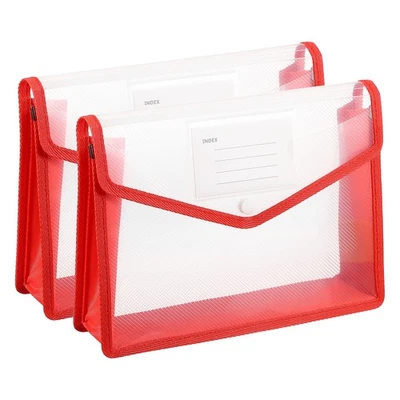 2 Pack B5 Plastic File Folders with Snap Closure, Red, Horizontal - Image 1 of 4