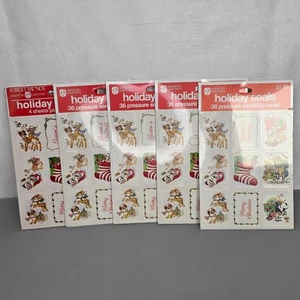 4 Stück American Greetings Holiday Seals 36 Druck Aufkleber Weihnachten Tiere Vintage - Bild 1 von 6