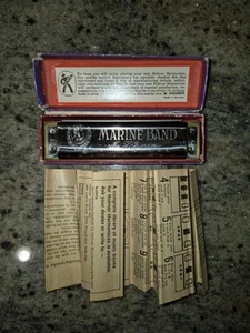 Vintage M Hohner Marine Band Harmonica Key of C 1896 w/ Paper Case box - Picture 1 of 3