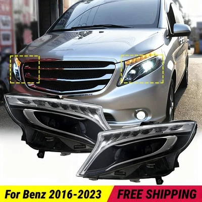 For Mercedes Benz Dynamic LED Headlights Upgrade Vito MK3 2016-2023 Facelift 2pc - Image 1 of 4