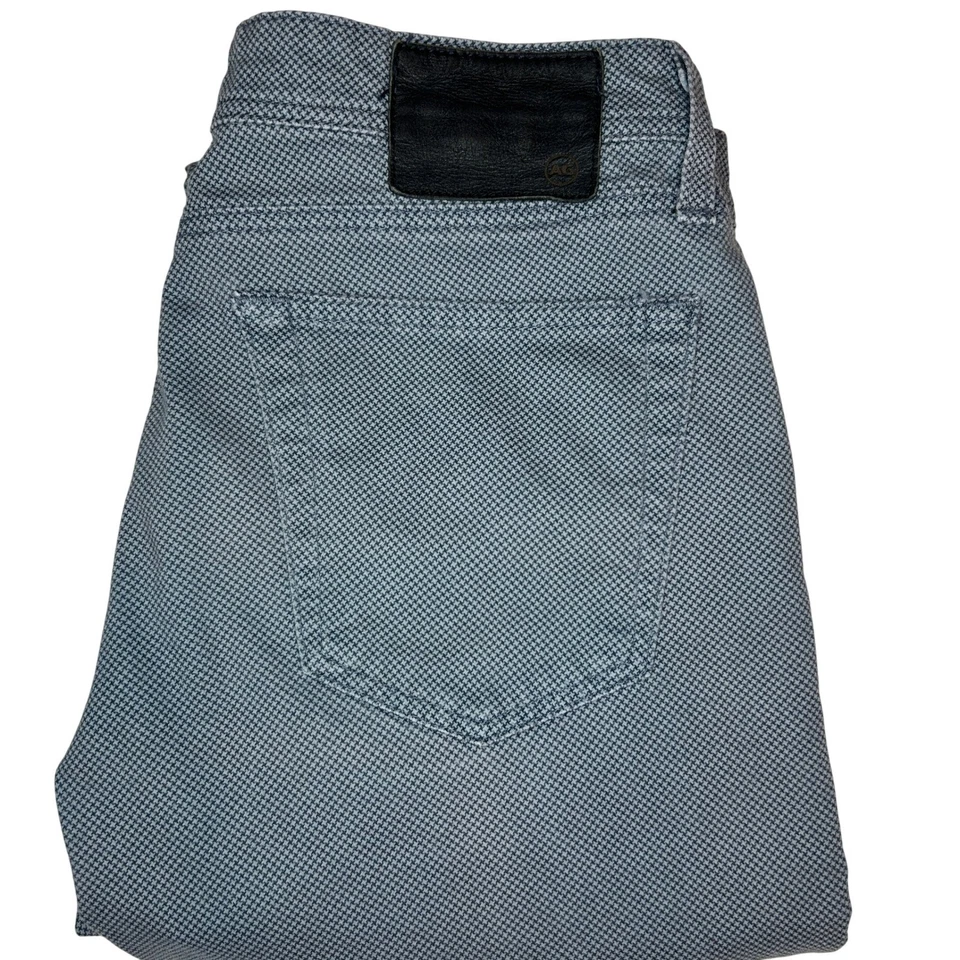 Pantalones de mezclilla para hombre AG Adriano Goldschmied Tellis calce ajustado 31x31 azul patrón de micro puntos Foto 1 de 4