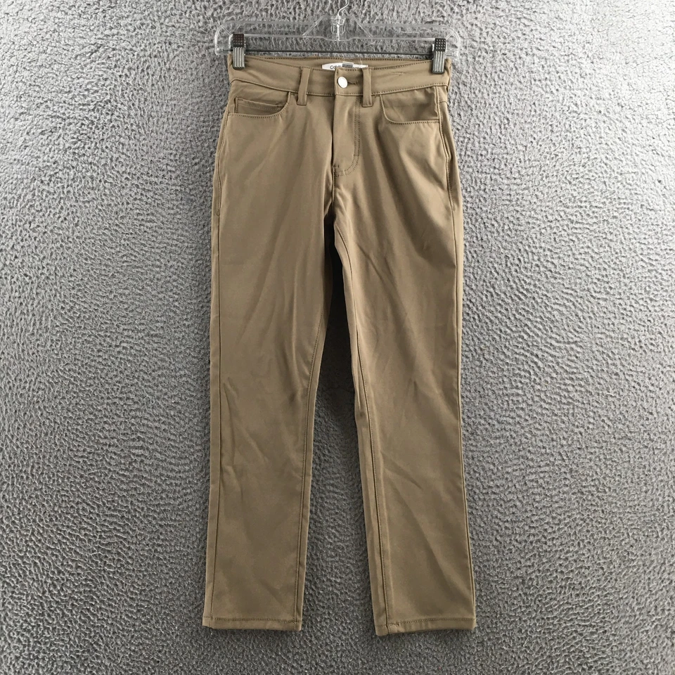 Calvin Klein 裤子女式 8 卡其色紧身拉链门襟弹力直筒休闲版型 — 第 1/4 张图片