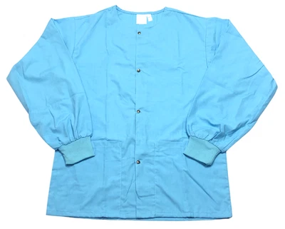 Scrub Jacket Unisex (XXS) Bahamas Blue 2 Pockets Snap Buttons Long Sleeves NWOT - Image 1 of 3