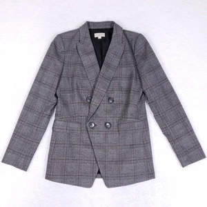 LOFT Blazer Donna Plaid Doppiopetto Grigio Taglia 4 Carriera Giacca Ufficio - Foto 1 di 8