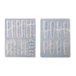 Künstlerische Nagelschablonen 3D geprägte Silikonform für Nail Art Basteln - Bild 1 von 10