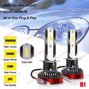 2x 55W 20000LM H1 Car LED Headlight Lamp Bulb Kit Replace Xenon HID White 6000K - Bild 1 von 12