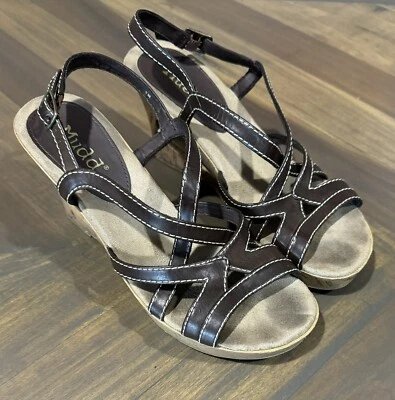 Mudd Wedges 90s Sandals Black & Brown Casual Open Toe Strappy Womens Y2K 7 - Image 1 of 4