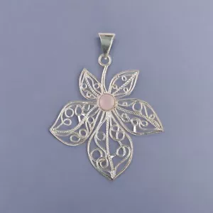 Pink Chalcedony Gemstone 925 Sterling Silver Jewelry Handmade Boho Pendant 2.29" - Picture 1 of 4