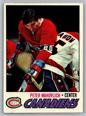 Pete Mahovlich 1977-78 Topps HOCKEY #205 Montreal Canadiens Wax Stain - Image 1 of 2