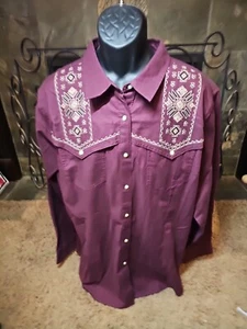Wrangler Retro Women's Pearl / Marble Snap Button Up Shirt 3XL - Picture 1 of 16