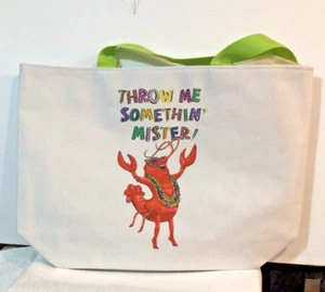 Mardi Gras Crawfish Print "Throw Me A Little Something" Shopping Bag - Picture 1 of 1