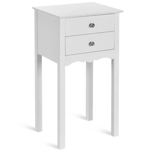 Side Table End Accent Table Night Stand W/ 2 Drawers Furniture White - Picture 1 of 7