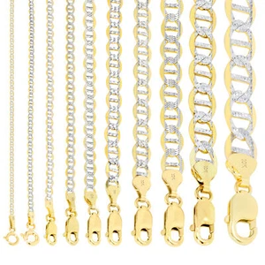 10K Yellow Gold 1.5mm-5mm Pave Dia/Cut Mariner Chain Necklace Bracelet 7"-30" - Picture 1 of 96