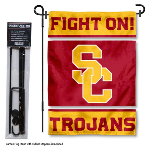 USC Trojans Fight On Garden Flag and Yard Stand Included Cover